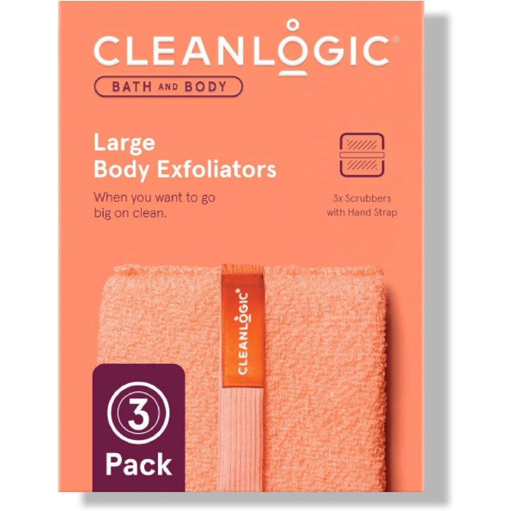 3 Count Cleanlogic Bath and Body LARGE Body Exfoliator, Assorted Colors